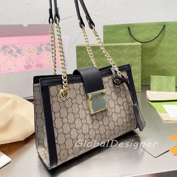 7A Borsa firmata Lucchetto Catene Borsa tote borsa in vera pelle Borsa a tracolla Borsa da donna Borsa shopping composita di grande capacità 2 dimensioni 26 cm 35 cm