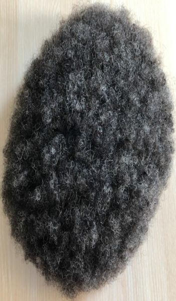 Perucas de cabelo afro para homens, base austrália, renda suíça, peruca pu, 1b, cinza, malaio, virgem, cabelo humano, substituição de cabelo 7497225