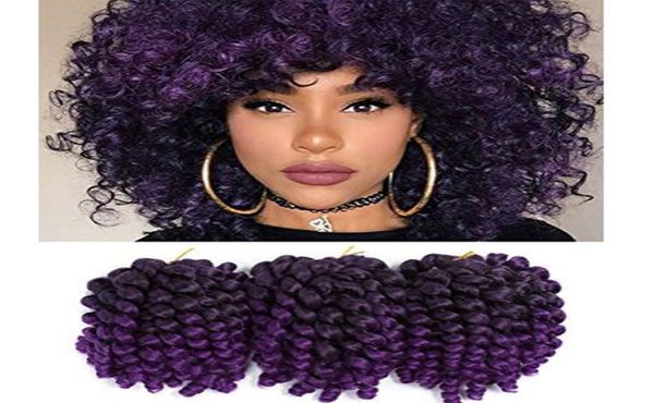 Confezione da 3 rimbalzo giamaicano capelli all'uncinetto bacchetta ricciolo capelli sintetici trecce all'uncinetto 8 pollici estensioni dei capelli intrecciati afro crespi per Blac5822027