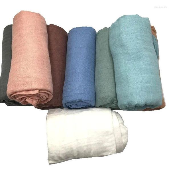 Cobertores de bambu algodão pano bebê cobertor swaddle nascido 2 camada banho fio envoltório carrinho capa 120x120cm