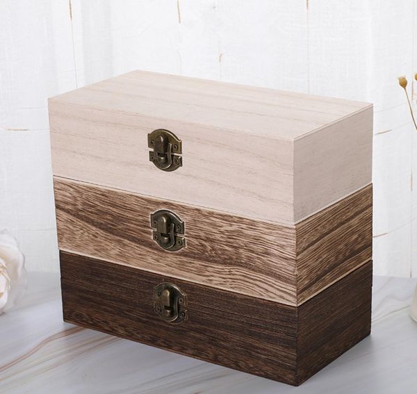 Grande caixa de armazenamento de madeira log cor pinho escocês retangular flip caixa de presente de madeira maciça artesanal artesanato jóias caso 20x10x6cm lx30074949239