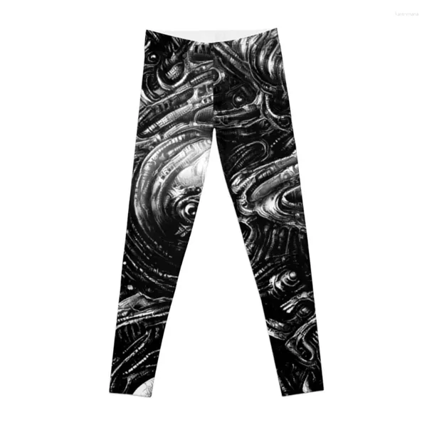 Calças ativas hr giger inspirado biomech poster leggings push up legging roupas esportivas femininas para fitness