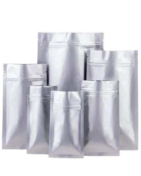 100 pzlotto Foglio di Alluminio Sacchetti con Zip a Fondo Piatto Sacchetto di Conservazione degli Alimenti Spessi Sigillatore Sottovuoto Alimenti Imballaggio Tè Evitare la Luce Proof3167532