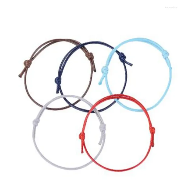 Charme Pulseiras 50 pcs Coreano Tecido Encerado Poliéster Cordão Pulseira Ajustável Thread Casal Bangle Handmade Party Presente Jóias Bijoux