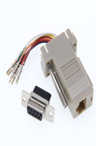 Buona qualità Intero 300 pezzi DB9 Femmina a RJ45 Femmina FF RS232 Adattatore modulare Convertitore Convertitore Extender7471761