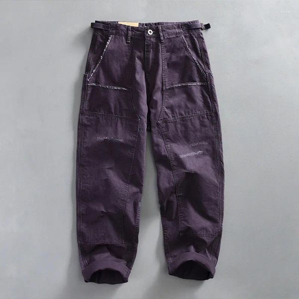 Calças masculinas cintura ajustável algodão carga 2024 primavera moda casual workwear calças roupas para jovens homens masculino streetwear