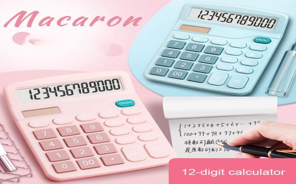 Calculadora portátil multicolorida de 12 dígitos, tela grande, desktop, estudante, calculadora eletrônica, bateria aa, fonte de alimentação, acessível, off5415366