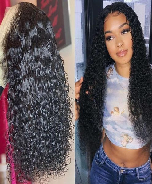 Kinky encaracolado perucas de cabelo pré arrancadas natural linha fina perucas completas do laço 150 perucas de cabelo humano com cabelo do bebê 5717761