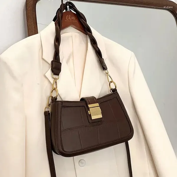 Marsupi Borsa da donna a tracolla casual alla moda Borsa da donna vintage a spalla versatile sotto le ascelle Pochette da donna in pelle PU Borse per ascelle femminili