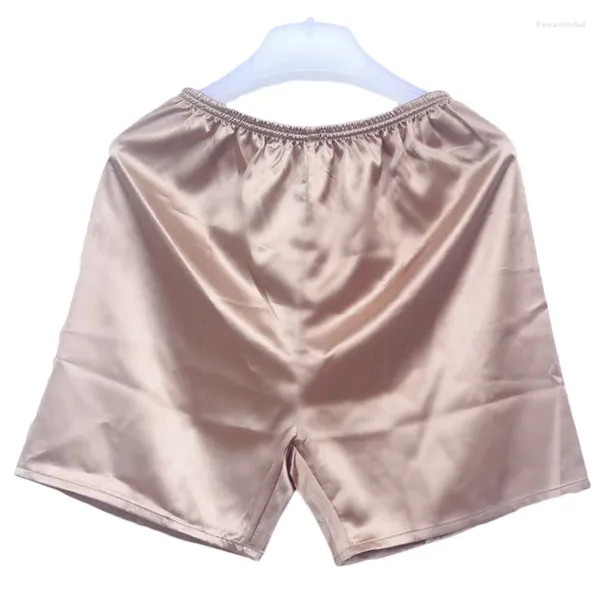 Unterhosen Sexy Herren Satin Seide Fünf-Punkt-Shorts Lose Pyjamas Klassische feste Boxerhöschen Strandhosen L-3XL Unterwäsche Kurze Nachtwäsche