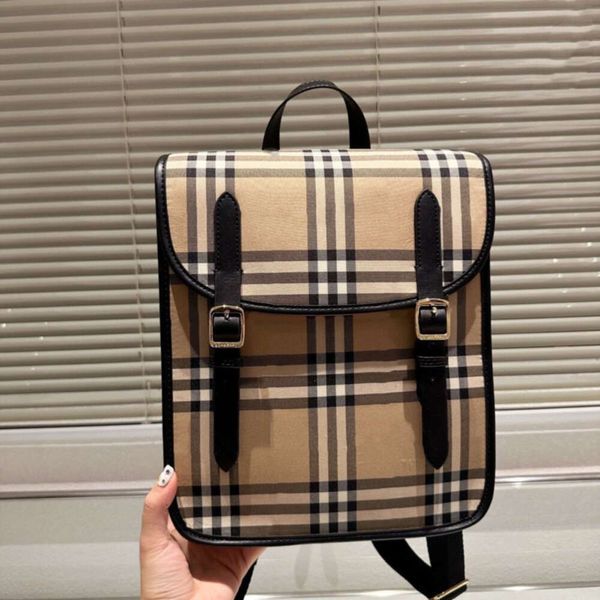 borsa quadrata di lusso zaino firmato moda uomo donna zainetto a righe scozzese borsa in tela con motivo a rombi di grande capacità