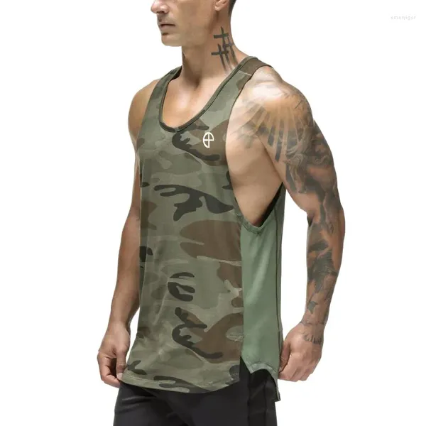 Männer Tank Tops Militär Grün Camouflage Weste Schnell trocknende Sommer Atmungsaktive Fitness Kleidung Sport Ärmelloses T-shirt Muskel