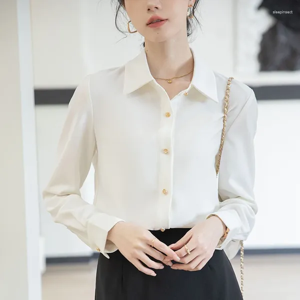 Женские блузки, рубашка, белая однотонная свободная блузка большого размера на пуговицах в корейском стиле