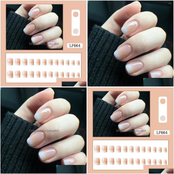Накладные ногти Французский градиент телесного цвета Розовый Белый Соответствующий маникюр Прямая доставка Dhlgk