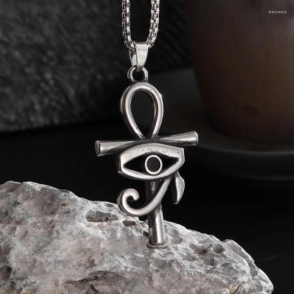 Catene Vintage Occhio di Horus Ankh Collana con ciondolo croce per donna Uomo Acciaio inossidabile Amuleto fortunato Gioielli di protezione dell'antico Egitto