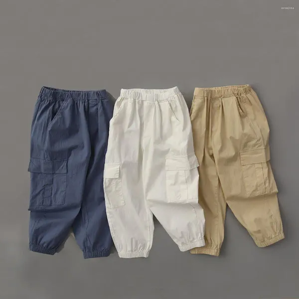 Pantaloni Pantaloni cargo per bambini moda tinta unita da 2 a 8 anni Ragazzi larghi Abbigliamento per bambini Casual Boy Long 2024