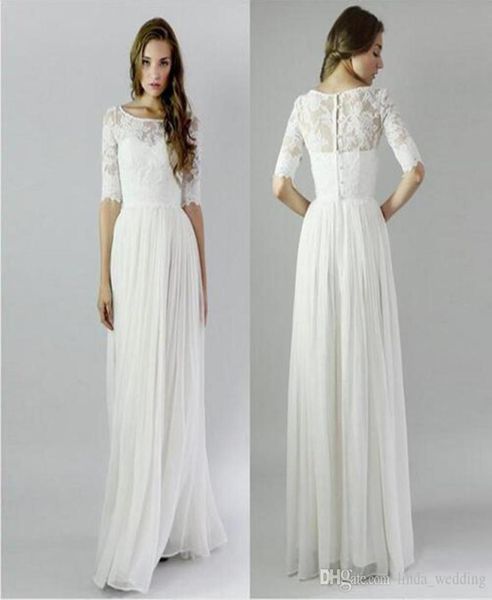 2019 Neuankömmling Vintage Long Beach Brautjungfernkleid Günstige Bohemian Boho Trauzeugin Kleid Plus Size Maßgeschneidert9906064