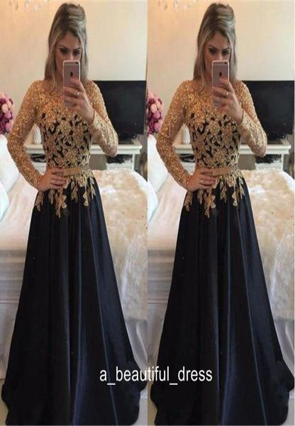 Abiti per la madre della sposa Maniche lunghe in pizzo oro nero Formale Madrina Serata per ospiti Abito Plus Size Custom Made ED13221738569