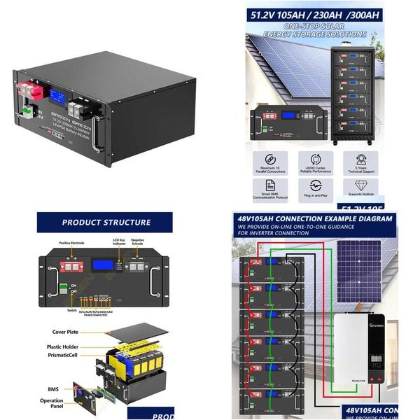 Bateria de armazenamento de energia nova chegada painel solar doméstico li-ion 48v 100ah 200ah 230ah baterias de lítio entrega direta sistema renovável ott2k