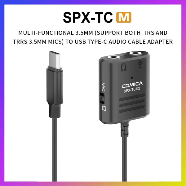 Acessórios Comica Spxtc 3,5 mm (trs/trrs) para Typec Dual Jack Splitter Microfone Cabo adaptador de áudio para smartphone Huawei Xiaomi Android