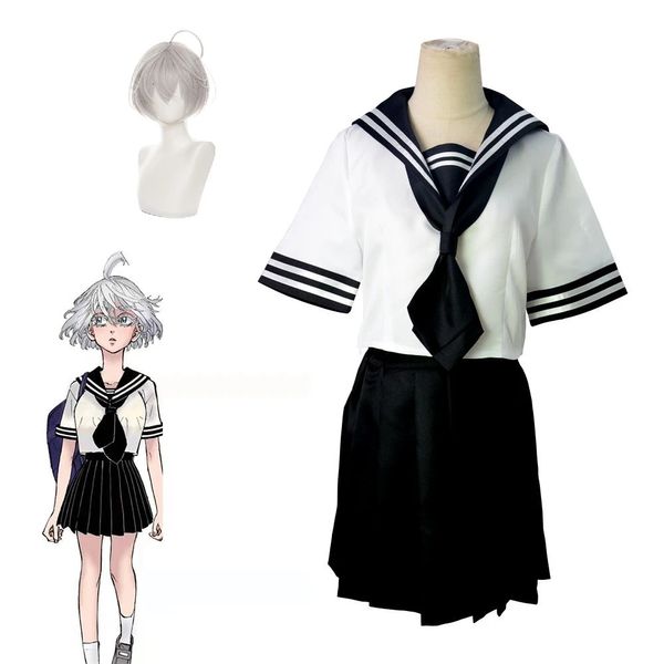 Anime Tokyo Revengers Senju Kawaragi Costume Cosplay Vestito da marinaio Nero Bianco Uniforme Halloween Gioco di ruolo Gonna ragazza 240229