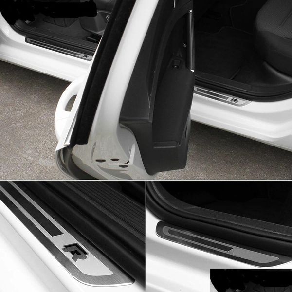 Estilo de cromo para vw golf 5 6 7 7.5 8 gti r-line jetta t-rock troc touran passat tra fino kits de placa de peitoril de porta de carro scuff drop delive ot4jf