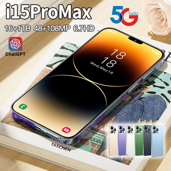 Nuovo telefono cellulare transfrontaliero i15 Pro MAX Lingdong Island 6,7 pollici grande schermo commercio estero 4G telefono Android intelligente