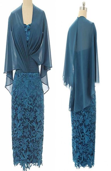 Modern Teal Diz Uzunluğu Gelin Damat Elbiselerinin Annesi V Boyun Dantel Kılıf Kısa Kollu Kokteyl Balo Akşam Resmi Gowns Plus3224906