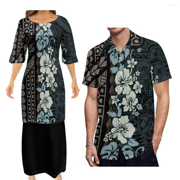 Abiti casual Abito girocollo da donna Puletasi e camicia Aloha da uomo polinesiana con abiti coordinati