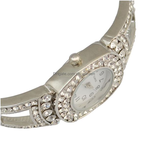 Наручные часы Idealway Fashion Style Sier Watch Женский браслет Очаровательный браслет со стразами и цветком из сплава Наручные часы Кварцевые C Dhgarden Dhcfl