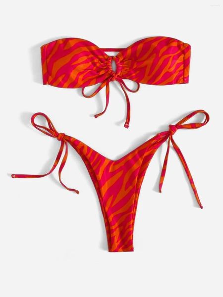 Mulheres Swimwear Zebra Bikini Imprimir Sexy Biquinis Acolchoado Sutiã Bandagem Cintura Baixa Maiô Feminino Mulheres Biquini