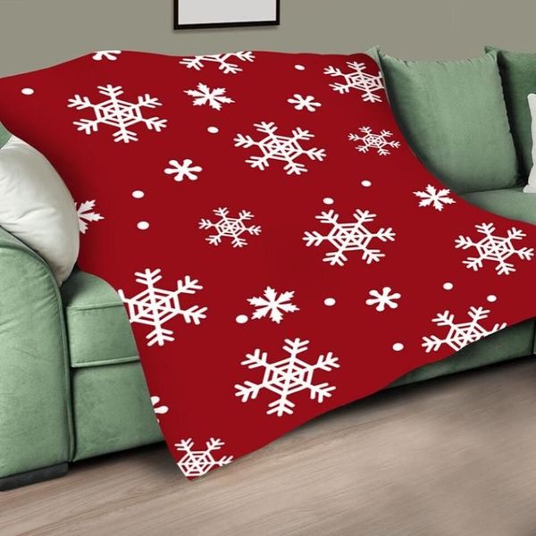 Fiocco di neve Coperta da tiro in pile Morbido caldo inverno Coperte rosse Natale Regalo di Natale Copriletti in peluche per letti Divano Copriauto294l