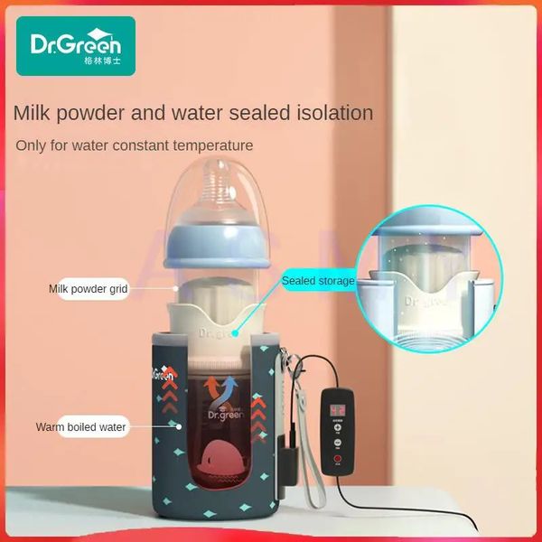 Dr.Green USB Biberon termostatico Born in vetro 150 ml/240 ml Isolamento sigillato Riempimento rapido del latte Bottiglie rimovibili/lavabili 240227