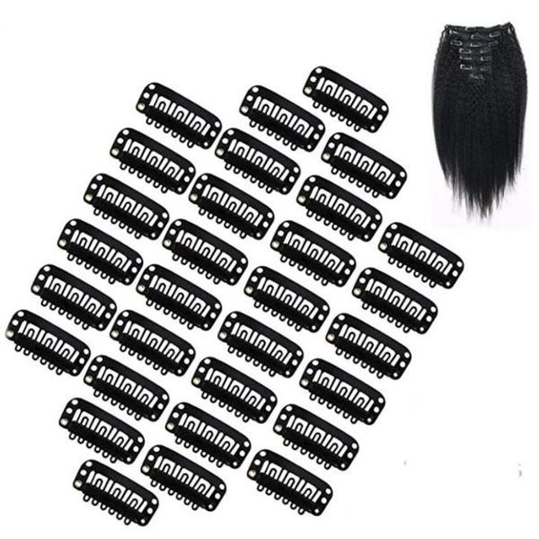 Clipes de extensão do cabelo de 1,3 polegada Acessórios de cabeça DIY Extensões de cabelos da peruca clipe 6 dentes 3,2 cm preto bege escuro marrom marrom escane