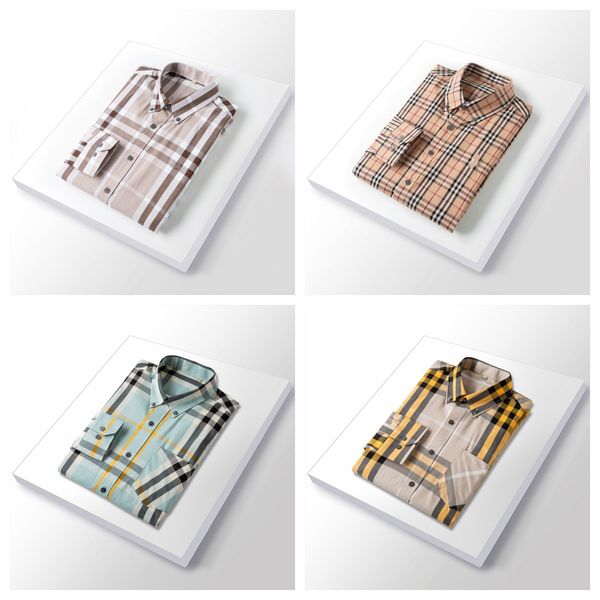 Camisas masculinas e femininas de designer casual fino ajuste de seda camiseta de manga longa camisa casual design xadrez cor camisa masculina M-3XL 11