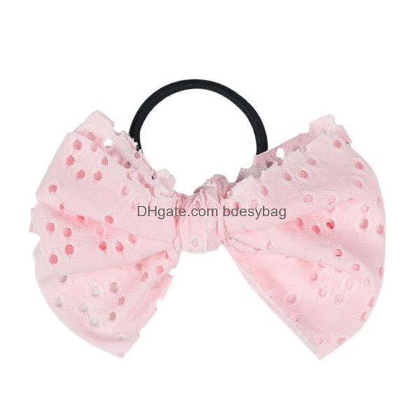 Faixas de borracha de cabelo bebê menina cor sólida artesanal bowknots crianças elástico headwear festa decoração acessórios entrega gota jóias cabelo dhpro