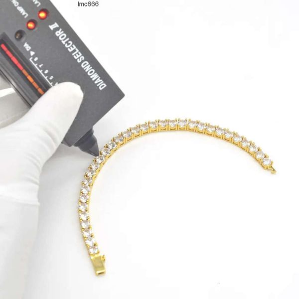 Pass Diamond Tester Echtes 10k 14k 18k Solid Gold Moissanit Tennis Armband Großhandel 3mm 4mm 5mm Vvs Diamant Feine Tenniskette