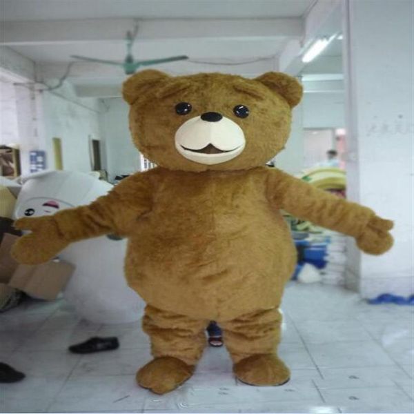 2018 desconto de fábrica quente mascote adulto tamanho dos desenhos animados longo pelúcia ted urso marrom mascote traje mascote traje de halloween natal louco 207u