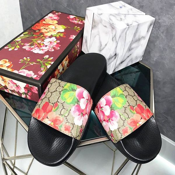 Chinelo Sliders Mens Slide Mulher Designer Sandália Floral Borracha Plana Tazz Flor Salto Cobra Mule Tigre Lona Luxo Sapato Praia Verão P Coap