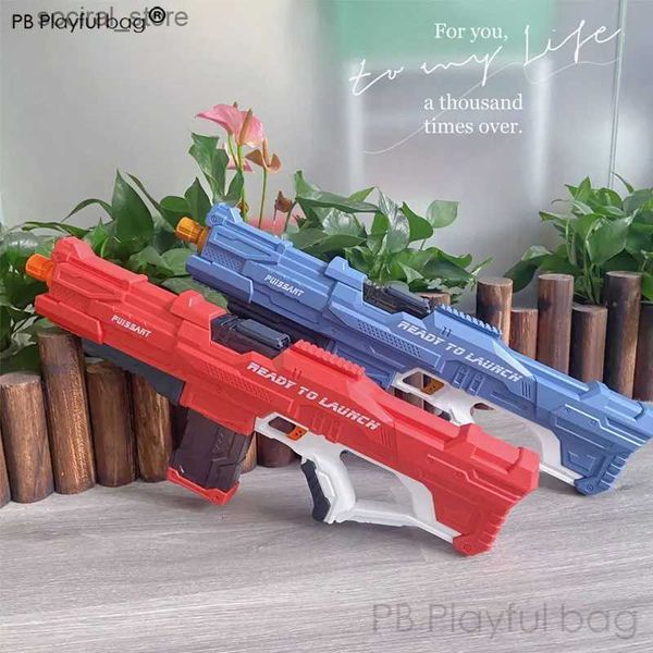 Pistola Giocattoli Giocattolo di decompressione per adulti all'aperto Pistola ad acqua elettrica per bambini Spiaggia Grande competizione di spruzzo d'acqua ad alta pressione Happy Time nd32 L240311