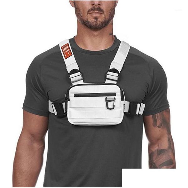 Sacos ao ar livre Mini Peito Homens Colete Tático Reflexivo Segurança Ciclismo Caminhadas Mochila MTI-Função Viagem Bolso Telefone Pacote de Cintura1 Drop Otxzv