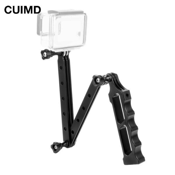 Suportes cnc auto selfie vara capacete extensão dobrável braço montar acessórios para gopro dji osmo ação xiaomi yi eken câmera de ação