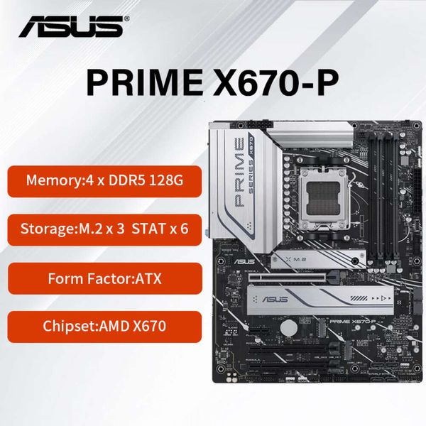 Nuova scheda madre ASUS PRIME X670-P con socket AMD AM5 4 X DIMM max.DDR5 da 128 GB