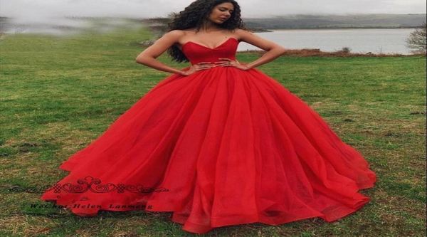 Abiti da principessa Puffy Red Ball Gown Quinceanera Abiti da ballo 2019 Abiti 15 anos Lunghezza pavimento Sweet 16 Dress1549640