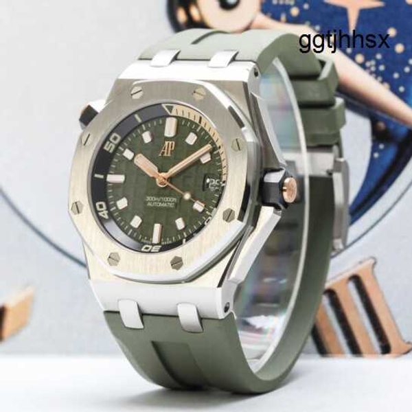 Relógio unissex Racing AP 15720 Royal Oak Offshore Série 42 Gauge mostrador verde exército feito de aço de precisão relógio masculino mecânico automático