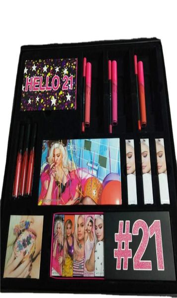 Drop Jenner Conjunto de maquiagem Olá 21º aniversário 21ª coleção Lip Gloss Batom Pretty Eyeshadow Palette Kit Big Box Cosmetics 1724293