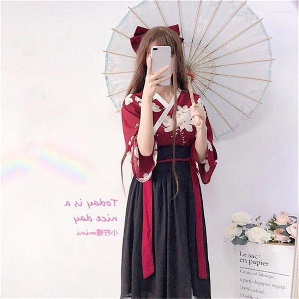 Abbigliamento etnico Kimono Floreale in stile giapponese Kawaii Girls Yukata Summer Top Gonne Abiti Abiti per le donne Abiti vintage Haori per feste asiatiche