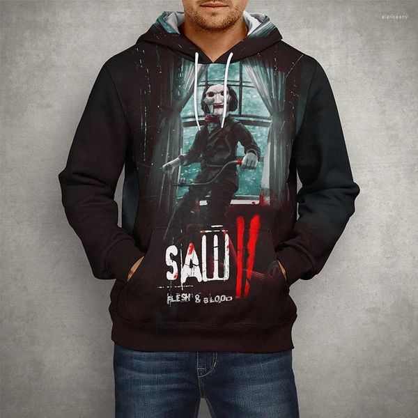 Hoodies masculinos filme de terror viu impressão 3d legal manga longa moletom masculino moda casual pulôver topos roupas unissex