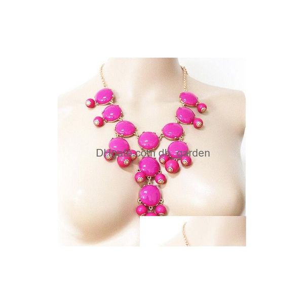 Collane con ciondolo Idealway Nuova collana a bolle acriliche Catena d'oro Bavaglino Dichiarazione Moda 3 colori Consegna a goccia Gioielli Pendan Dhgarden Dhsnl