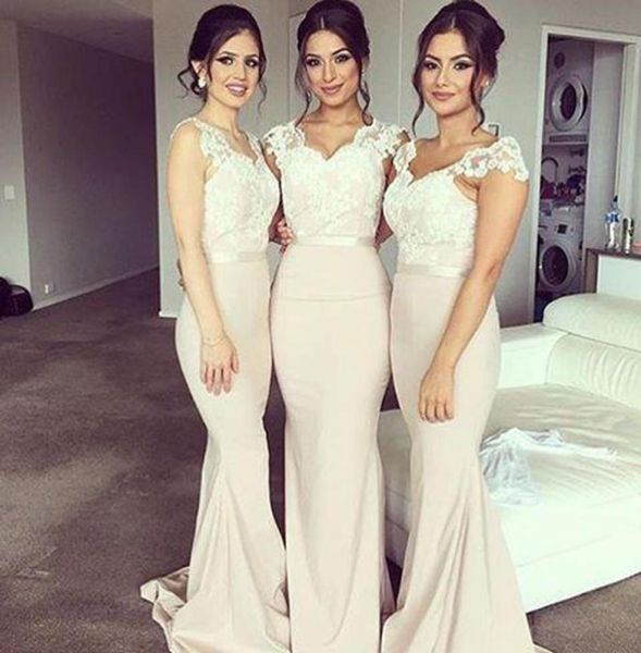 2016 Embelezamento Beleza Com Faixa Vestidos de Dama de Honra Longo Barato Prom Noite Ocasião de Casamento Trompete Romântico Vestido de Dama de Honra 4153980